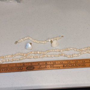 Natural Rainbow Moon Stone Chip Necklace, Bracelet and matching clip-on Earrings